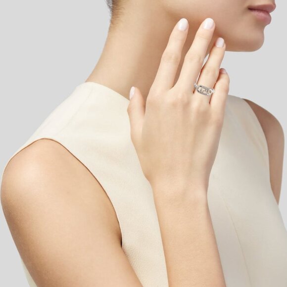 FENDI Palladio Baguette Ring in Silver with Original Box - Picture 1 of 11
